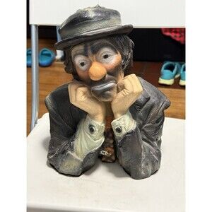 Vintage Emmett Kelly Jr Clown Bust Esco Chalk Hand Painted Rare 12"